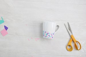 sprinkles coffee mug with scrap adhesive vinyl