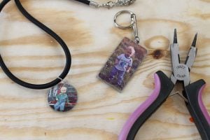 photo keychain and necklace