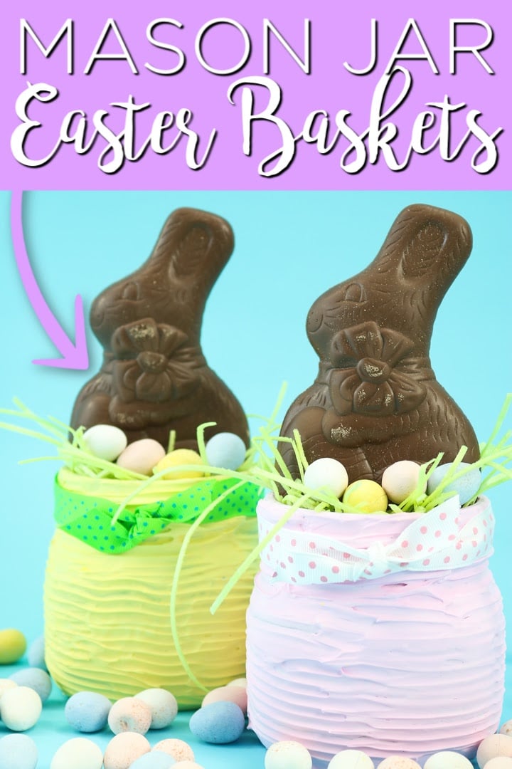 These Easter jars will be everyone's favorite this spring! Make a few of these adorable jars for the Easter bunny to leave on Easter morning! #easter #masonjars #easterbunny #easterbasket