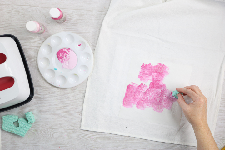 how to paint a tea towel