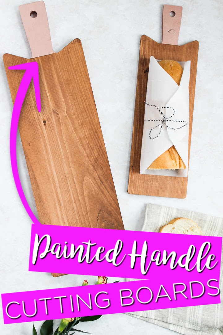 painted handle cutting boards project pin image