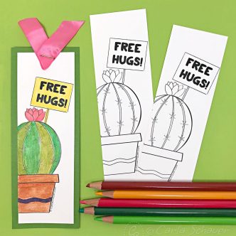 Cactus coloring bookmarks