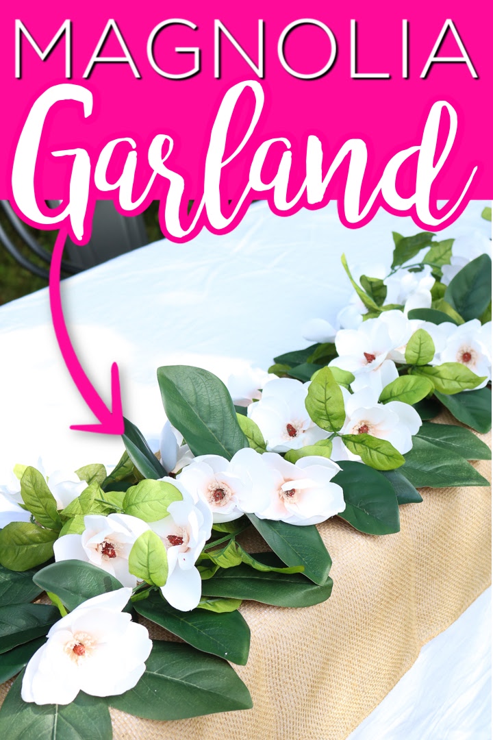 Make this DIY magnolia garland for your wedding or to add a little something you your home decor! This is an easy craft project that anyone can make! #wedding #party #diy #crafts