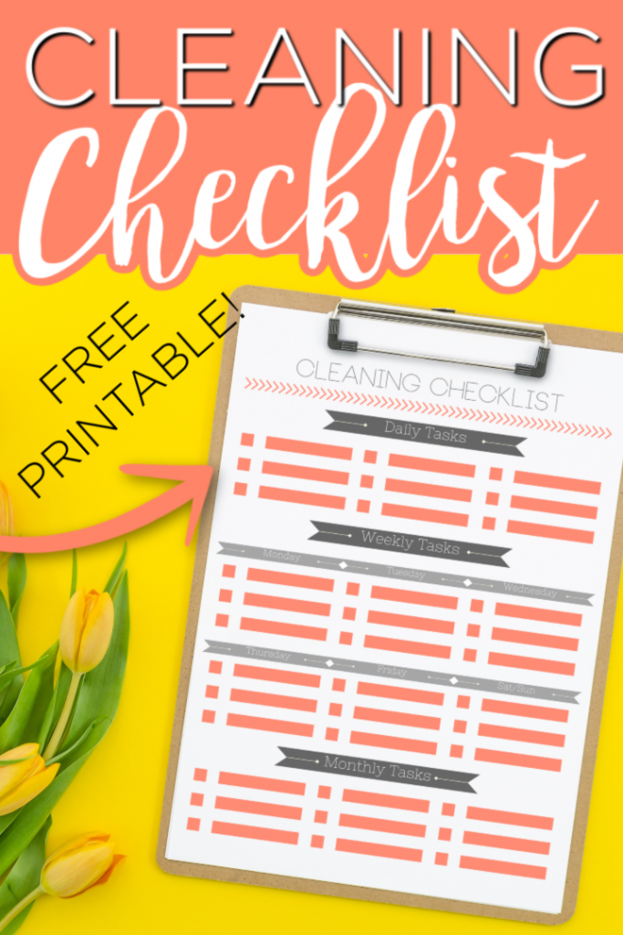 Print this cleaning checklist for free then add your daily, weekly, and monthly tasks. Check them off as they are done and enjoy your cleaner home! #cleaning #checklist #printable #freeprintable