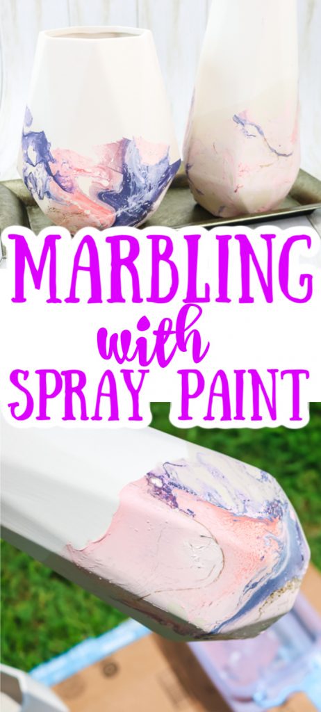 Have you tried spray paint marbling? This easy paint technique can be used on just about any surface to get a cool effect with just a few supplies! #spraypaint #crafts #homedecor #marbling #marbled #painting
