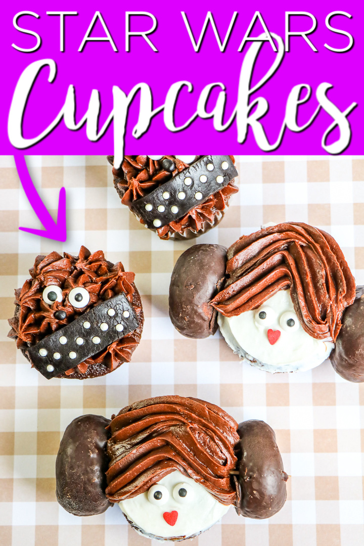 Learn how to make Star Wars Cupcakes easily! Celebrate May the 4th in style with your kids and these cute cupcakes! #starwars #maythe4th #may4th #princessleia #chewbacca #chewy #dessert