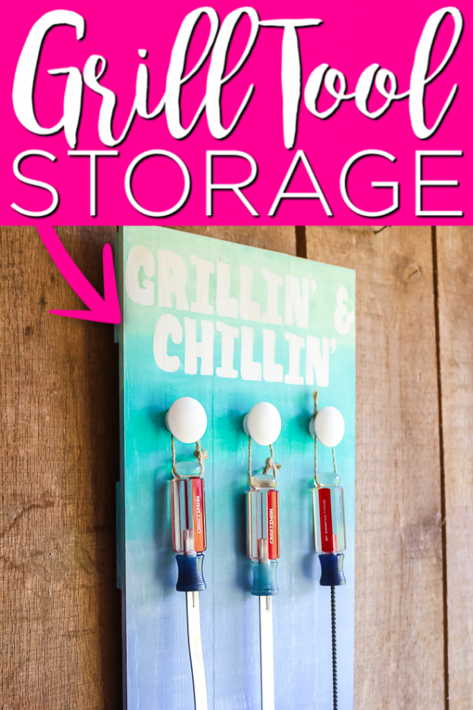 Make this DIY grill tool storage for your outdoor area or as a gift for dad for just about any occasion! Includes instructions for an amazing ombre paint technique! #grill #grilling #toolstorage #testors #testorscraft #fathersday #giftidea