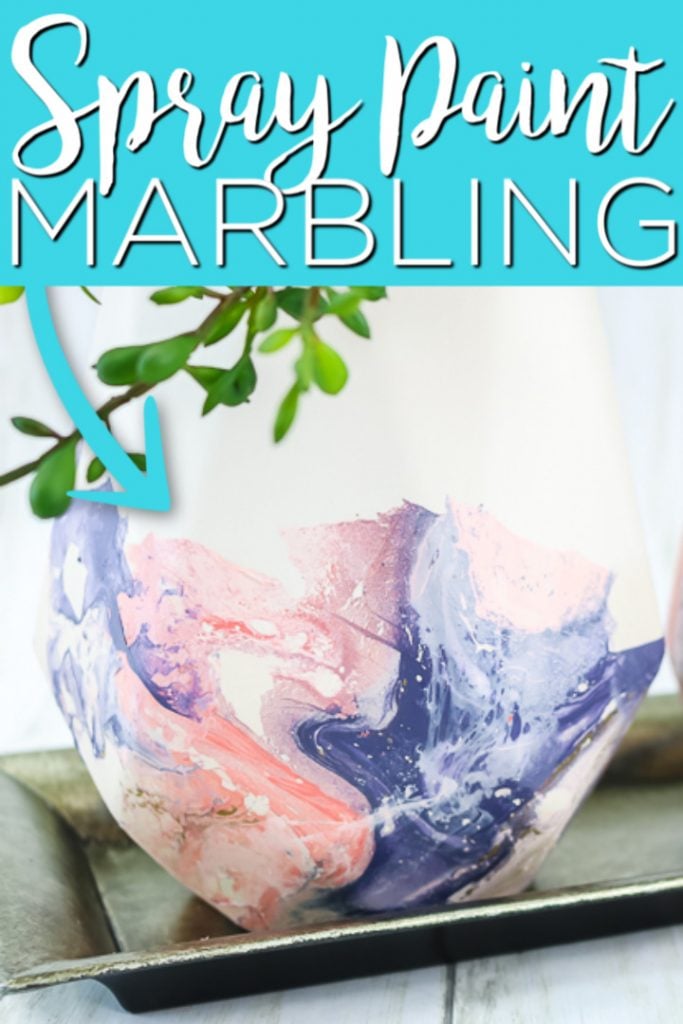 Have you tried spray paint marbling? This each paint technique can be used on just about any surface to get a cool effect with just a few supplies! #spraypaint #crafts #homedecor #marbling #marbled #painting