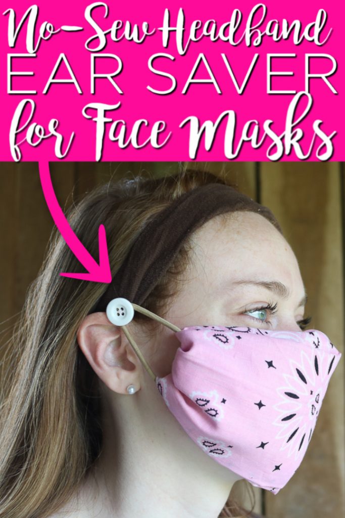 Make this no-sew headband ear saver for face masks for yourself or for your nurse friends! If you hate the elastic of face masks around your ears, this is the project for you! #headband #facemask #nosew #earsaver #healthcare #nurse #doctor