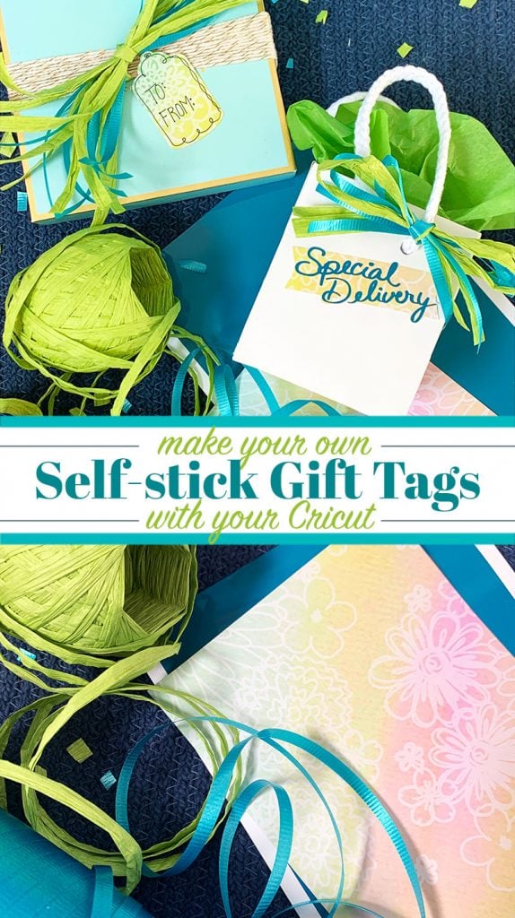 Use your Cricut to make DIY self-stick gift tags with this easy tutorial. You will love adding this special touch to your gifts! #cricut #cricutcreated #diy #gift #giftwrap #giftidea