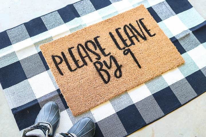 diy doormat on a plaid doormat