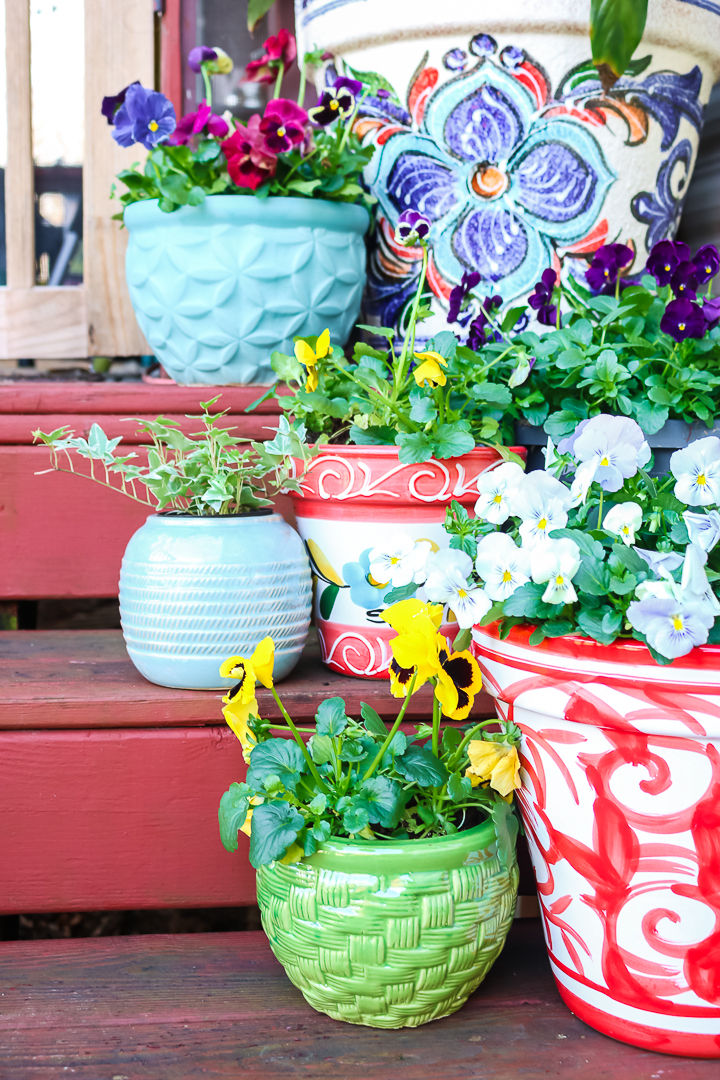 planters on steps