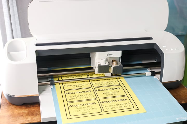 cricut maker cutting yellow paper