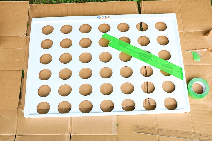 masking tape pattern on an outdoor game