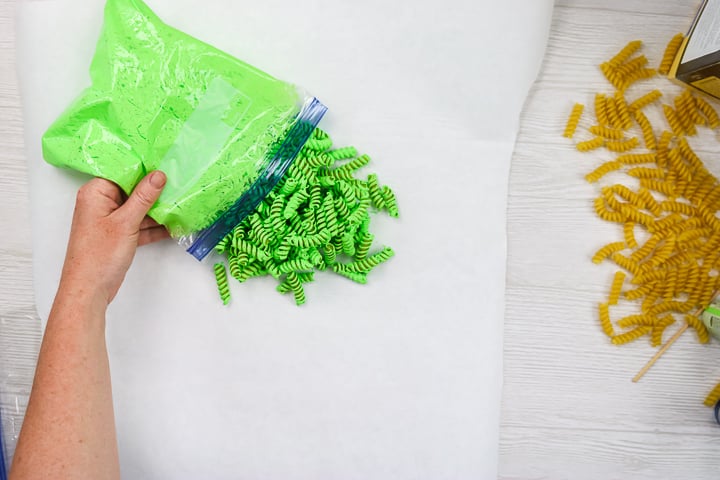 putting paint on pasta