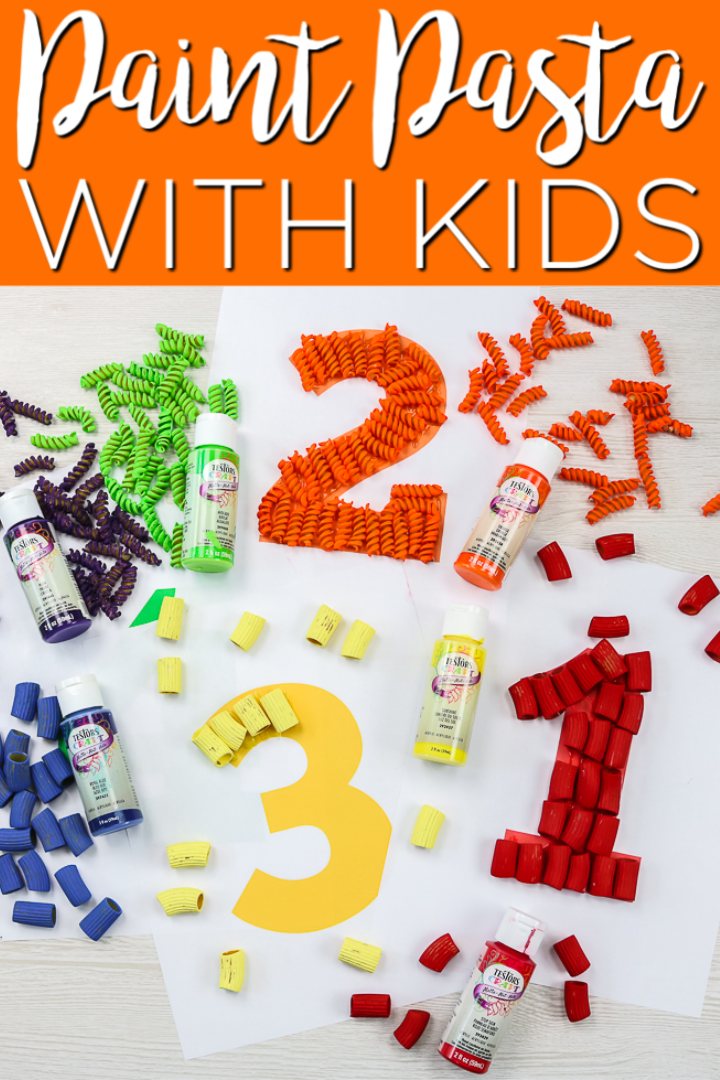 Learn how to paint pasta to make crafts with kids the no mess way! This easy technique will have you making all of the pasta crafts! #pasta #kidscraft #kids #pastacrafts #easycrafts