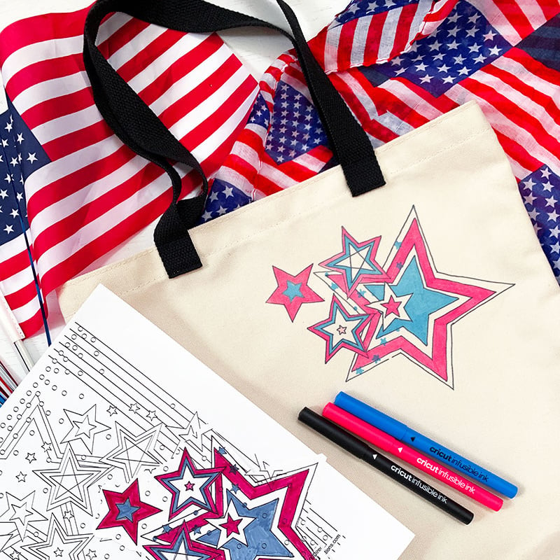 DIY Patriotic Tote Bag with Coloring Pages and Cricut Infusible Ink