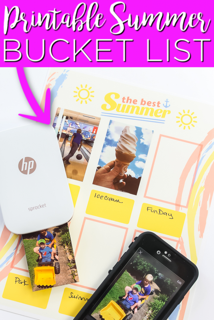 Get this free printable summer bucket list and make a list of everything you want to do this summer then document those moments with photos that you add right to the list! #printable #freeprintable #summer #summertime #bucketlist