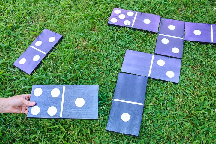 playing dominoes in the yard