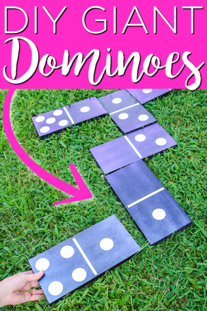 Make these DIY dominoes from boards for a backyard game the entire family will love. Giant dominoes are also great for parties and more! #dominoes #diy #colorshift #wood #woodprojects #cricut #cricutcreated
