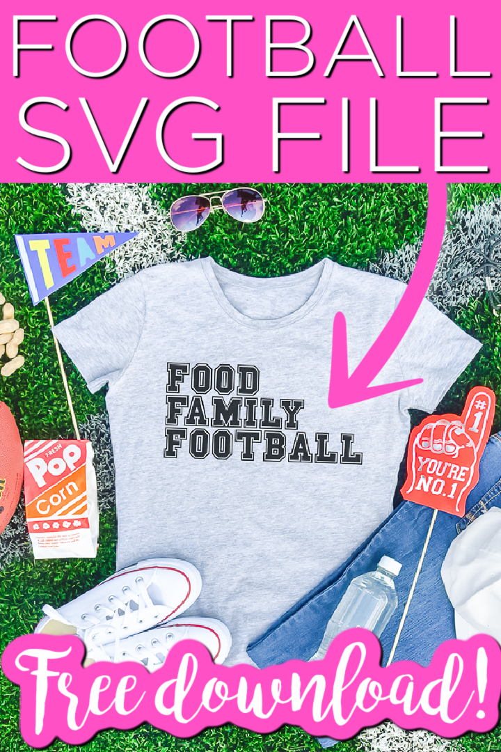 A great collection of free football SVG files including a cute food, family, football SVG. You will find a football cut file perfect for every member of your family to wear this fall! #fall #football #svgfile #freesvg #cricut #cricutcreated #cutfile #freecutfile