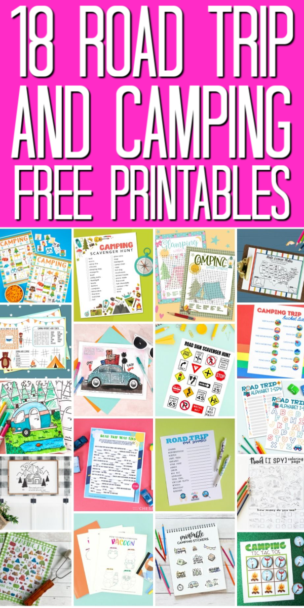 18 free printables for road trips and camping