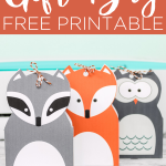 These printable gift bags are perfect for baby showers, parties, and so much more! Print these woodland animals then assemble them into little favor or gift bags that everyone will love. #printable #freeprintable #giftbags #woodland #woodlandanimals #owl #raccoon #fox