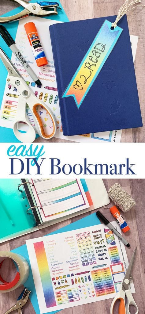 Make this easy DIY bookmark in minutes with a free printable planner page. Then add it to a book or even your planner! #bookmark #reading #planner