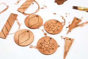 stained wood earrings