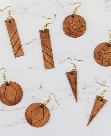 wood earrings made with a cricut