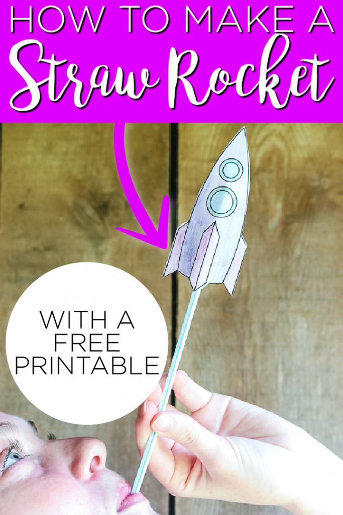 Make a straw rocket with a free printable file! This STEM activity is perfect for kids of all ages and they will love playing with their creation! #stem #printable #freeprintable #kidscraft