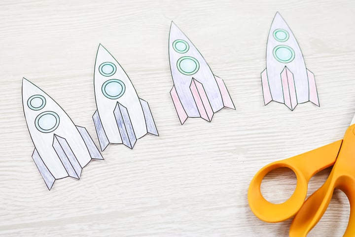 cut out rockets printed on paper