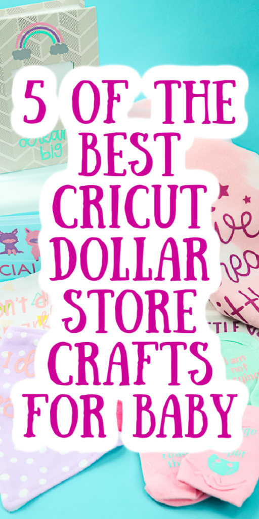 Make these 5 baby shower crafts for baby that all use dollar store supplies. Break out your Cricut machine and get started on making these cute baby gift ideas! #cricut #cricutcreated #dollarstore #dollarstorecrafts #babyshower #babygifts