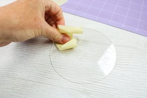 removing small acrylic bits with tape