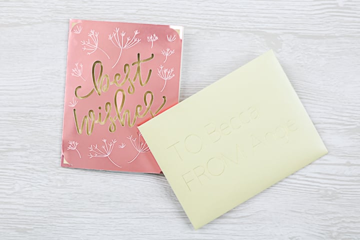 carte et enveloppe avec feuille cricut