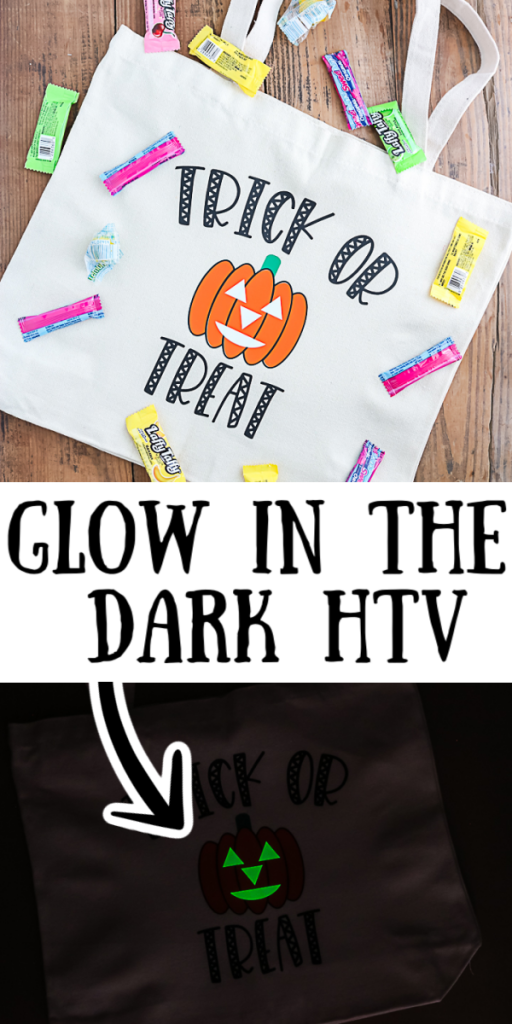 Learn how to use glow in the dark HTV for all of your Cricut projects. This material is perfect for Halloween crafts as well! #glowinthedark #cricut #cricutcreated #halloween #trickortreat #htv #heattransfervinyl