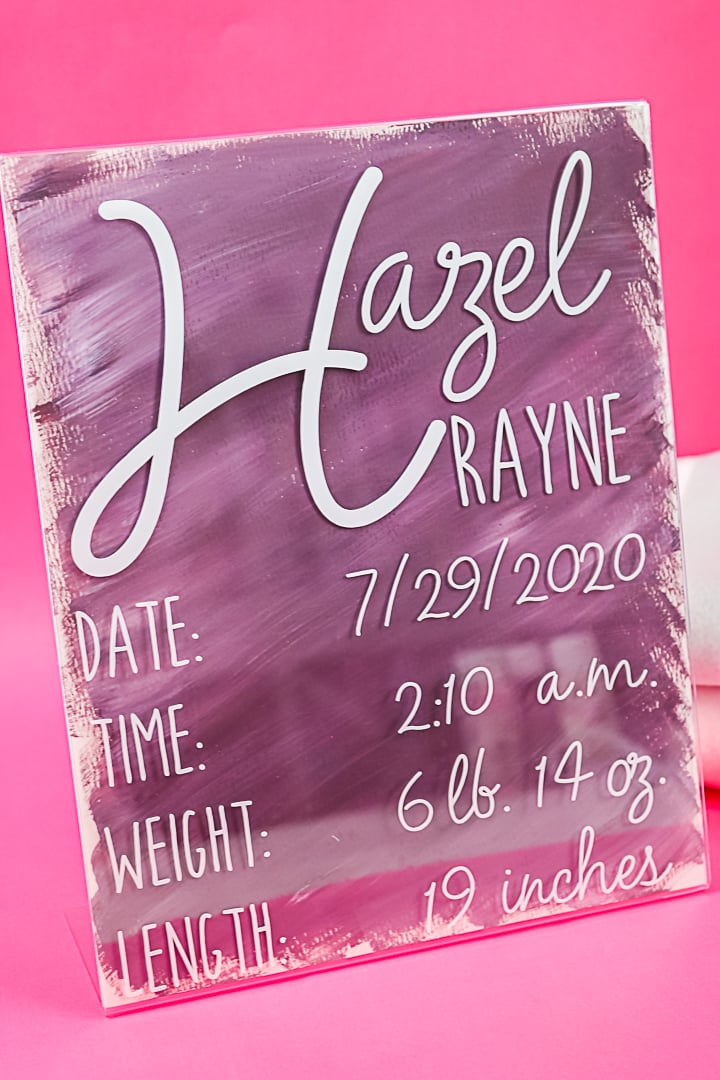 baby stats acrylic sign