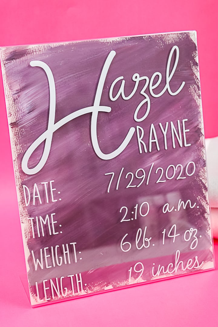 baby stats acrylic sign