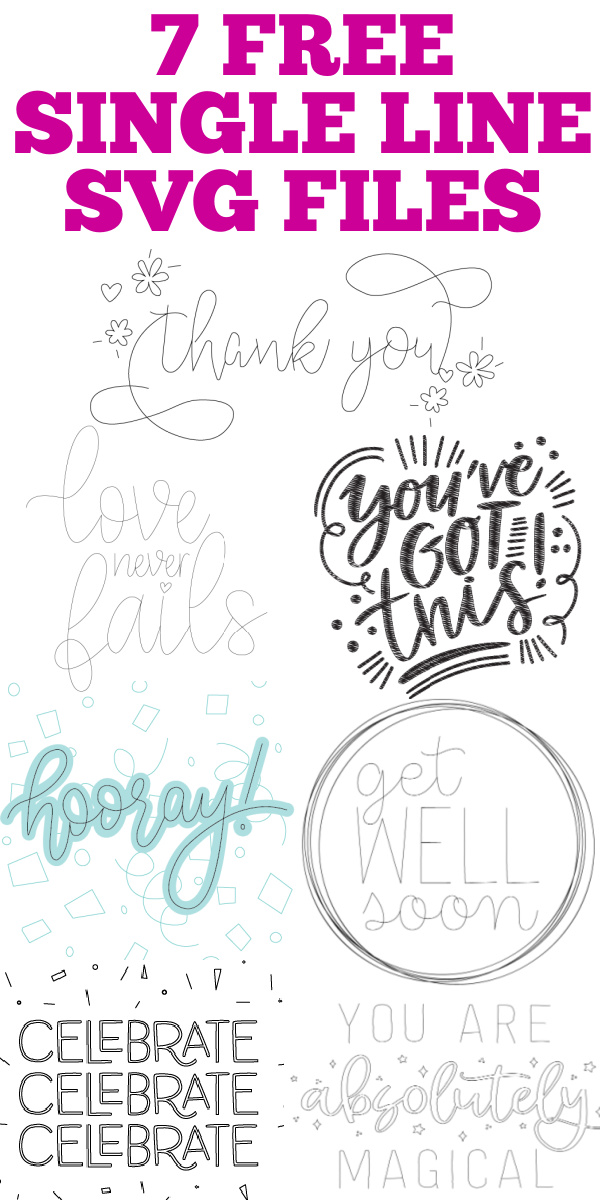 download 7 free single line SVG files for your foil and engraving projects on your Cricut machine