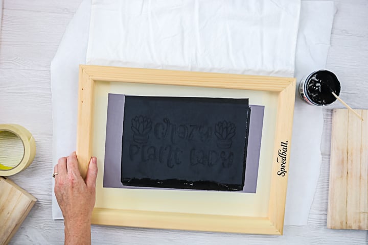 screen printing a kitchen towel