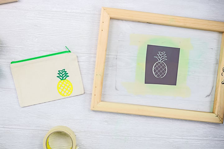 pineapple zipper pouch silk screen