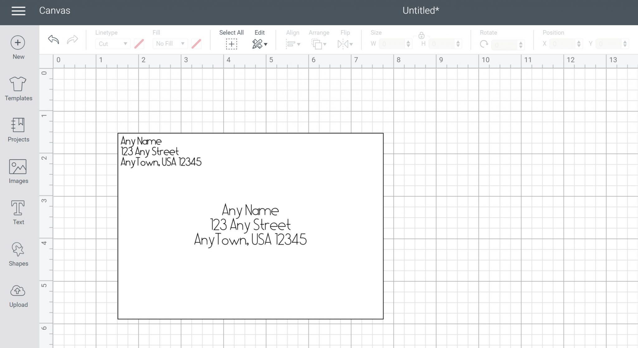 envelope with address in cricut design space