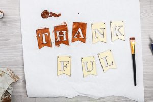 adding stain to thankful letters