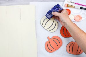 using glue on wood pumpkins