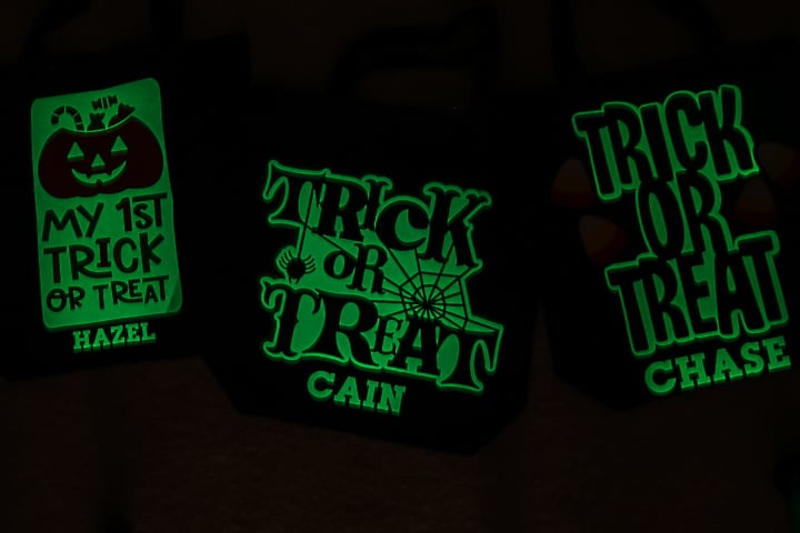 glow in the dark htv on bag