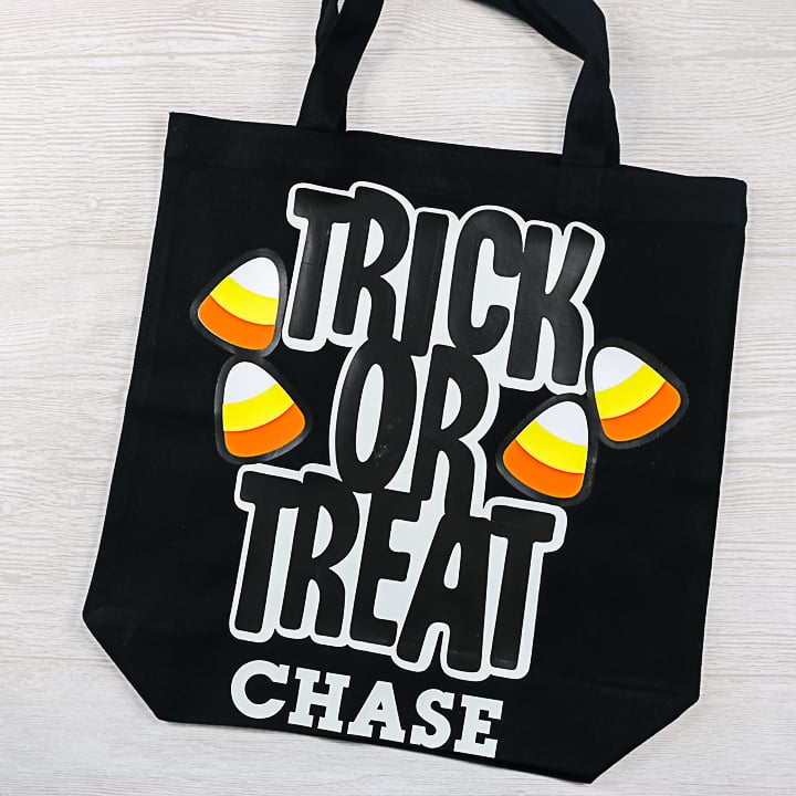 trick or treat bag with candy corn