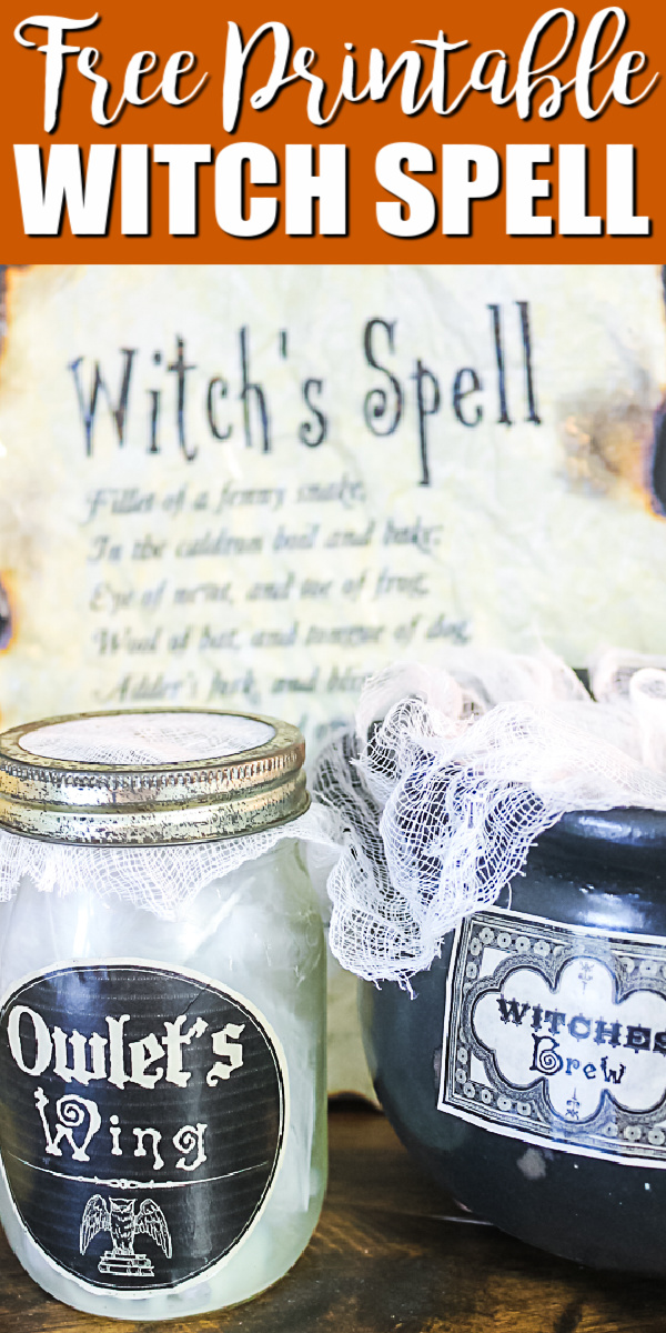 Get this free printable spell book page and add it to your Halloween decor! Halloween potion label printables as well! #halloween #spellbook #freeprintable #printable