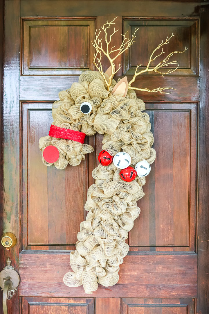 candy cane reindeer wreath