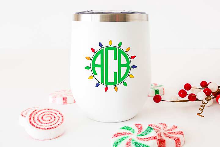 free Christmas lights svg on tumbler