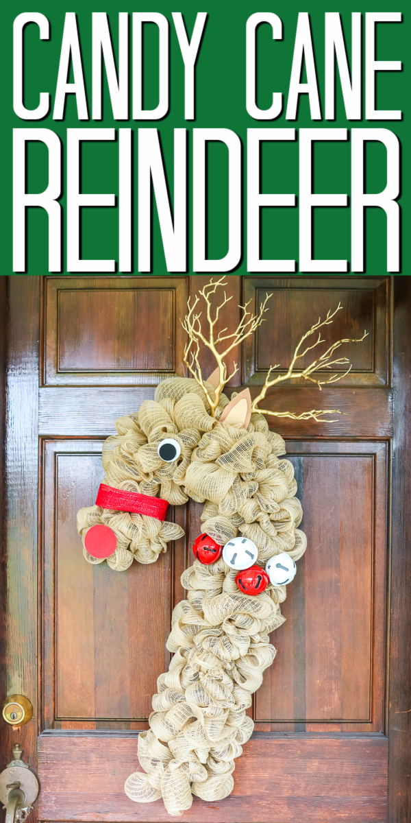 Make this candy cane reindeer wreath in minutes!